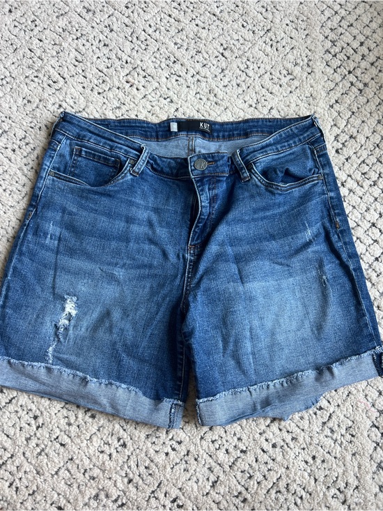 Kut from the Kloth Pants - Kut from the Kloth Medium Blue Distressed Roll-Hem Denim Shorts